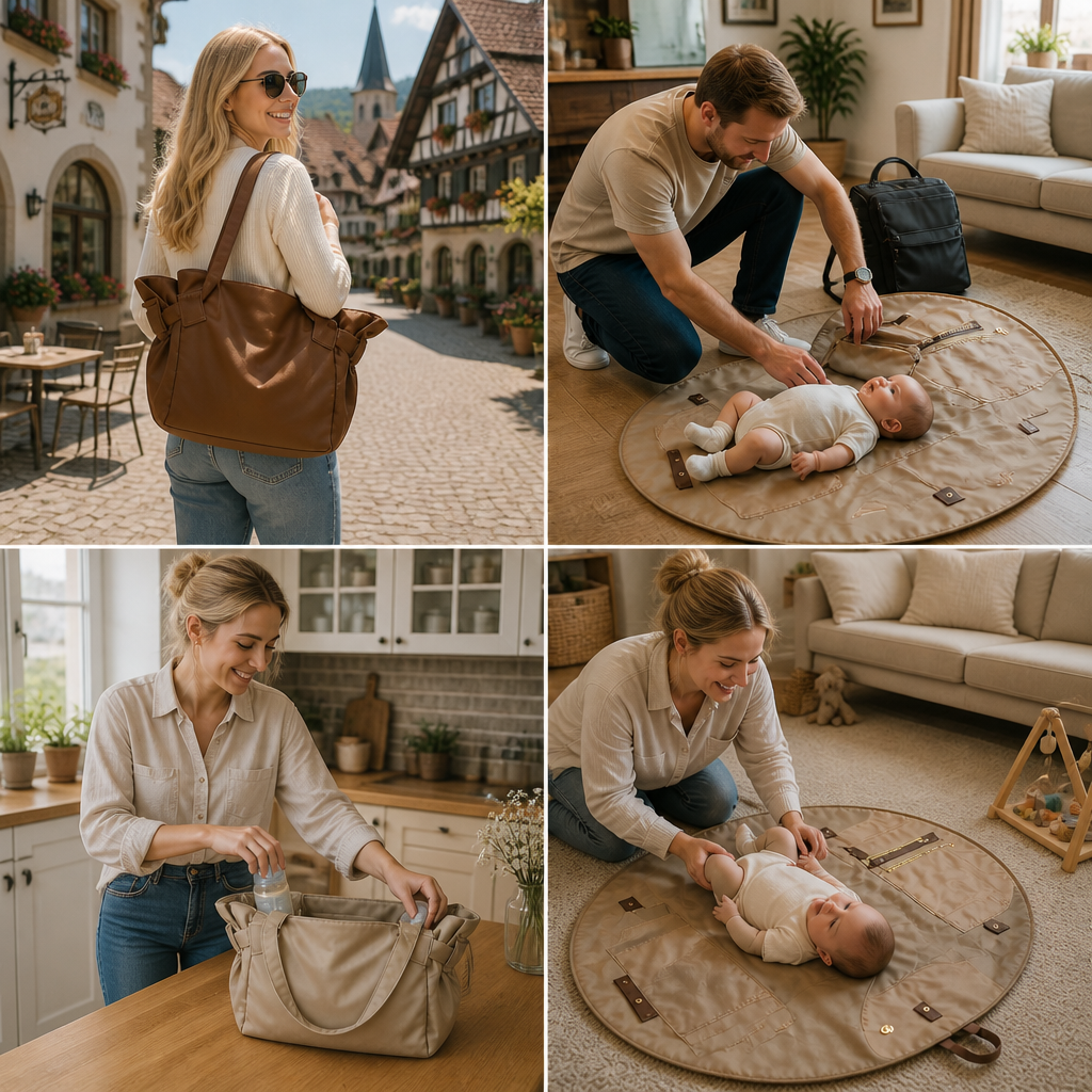 2-in-1 Faltbare Wickeltasche & Wickelunterlage – Leichte, geräumige Reisetasche für Mütter