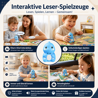 Interaktive Dinosaurier-Sprechkarten & Sticker – Montessori-Lernset für Phonetik & Sichtwörter