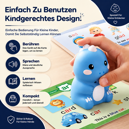 Interaktive Dinosaurier-Sprechkarten & Sticker – Montessori-Lernset für Phonetik & Sichtwörter