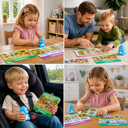Interaktive Dinosaurier-Sprechkarten & Sticker – Montessori-Lernset für Phonetik & Sichtwörter
