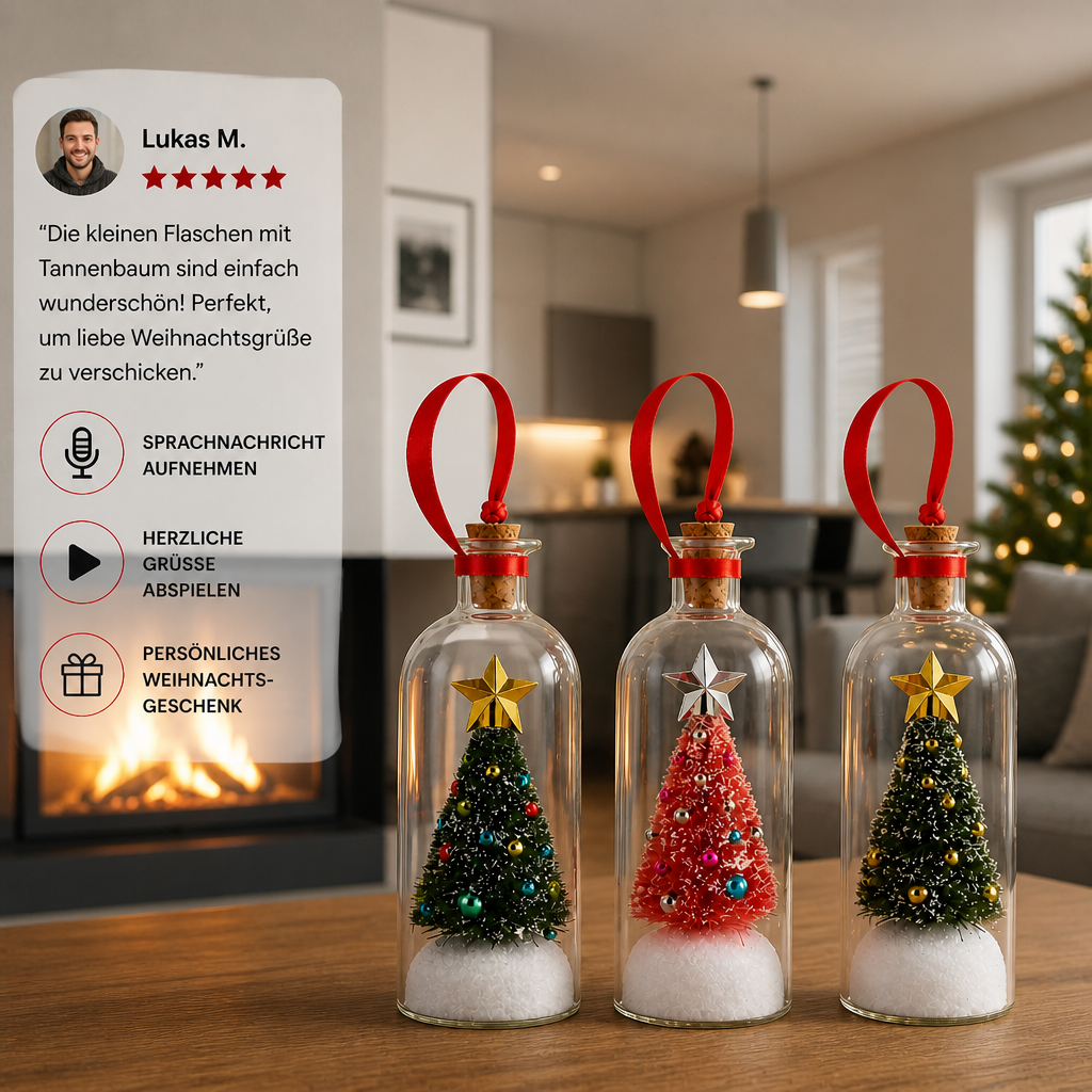 Aufnehmbare Weihnachtsbotschaft in der Flasche als Anhänger mit Sprachwiedergabe