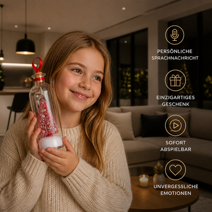 Aufnehmbare Weihnachtsbotschaft in der Flasche als Anhänger mit Sprachwiedergabe