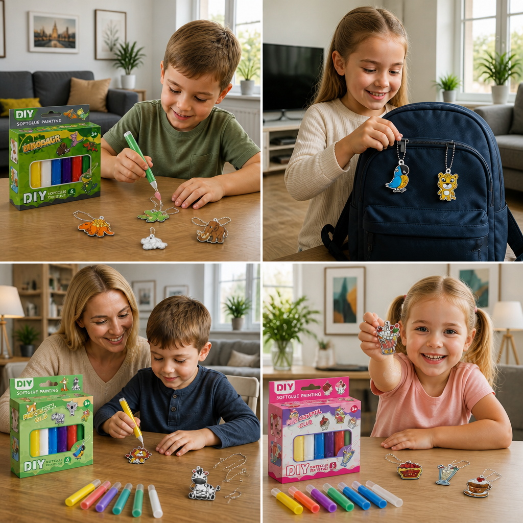 DIY-Weihnachtsanhänger-Bastelset mit kleberfreier Maltechnik für Kinder