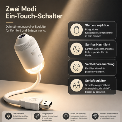 NightSky dimmbarer USB-Galaxieprojektor mit Sternen- & Auroraeffekten