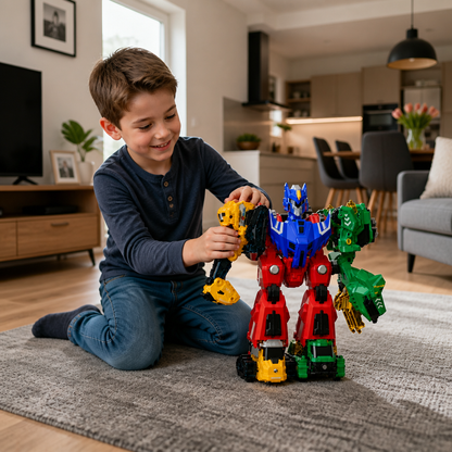 6-in-1 Magnetisches Verwandlungsspielzeug – Baue 6 Fahrzeuge, 3 Dinosaurier & 1 Roboter