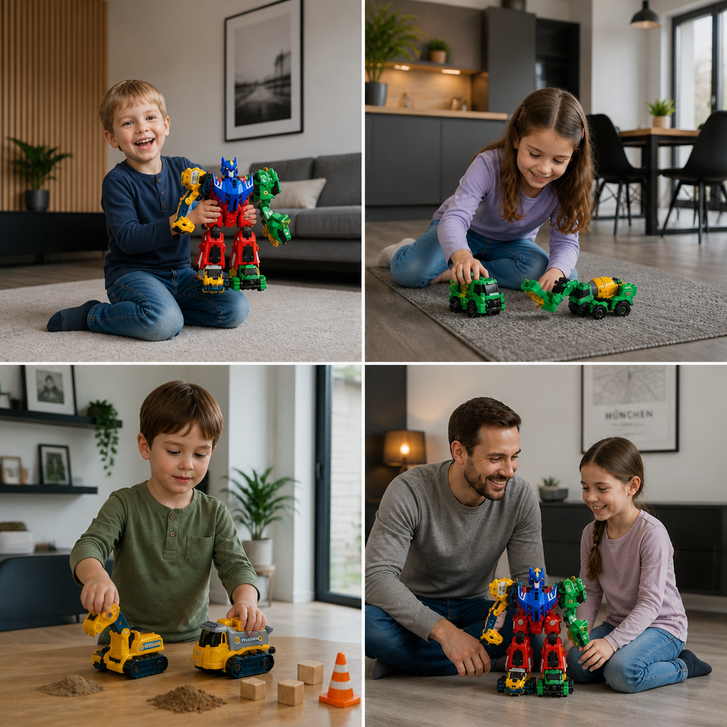 6-in-1 Magnetisches Verwandlungsspielzeug – Baue 6 Fahrzeuge, 3 Dinosaurier & 1 Roboter