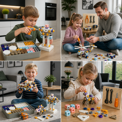 DIY-Werkzeugset für Kinder mit elektrischem Bohrer – MINT-Bauset
