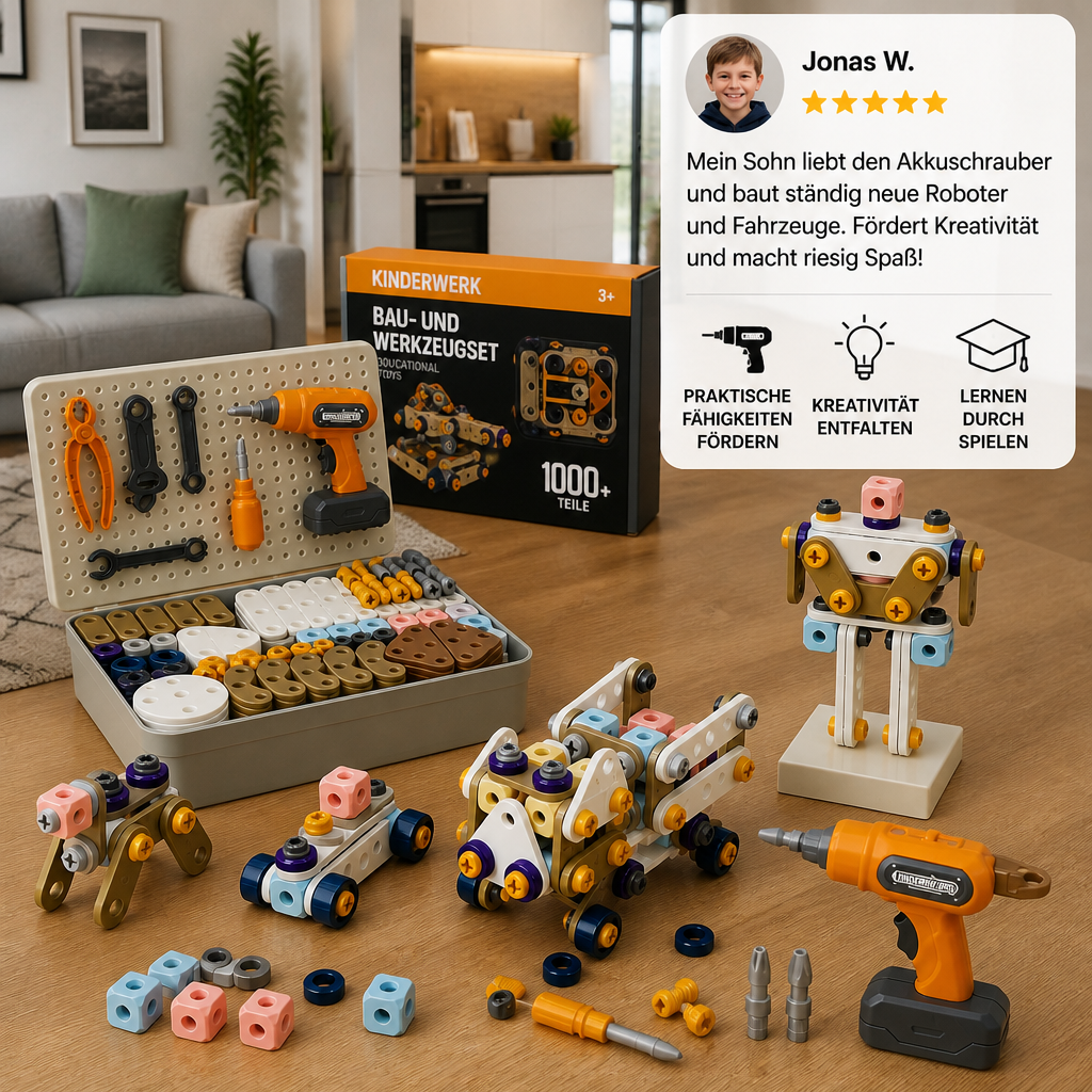 DIY-Werkzeugset für Kinder mit elektrischem Bohrer – MINT-Bauset