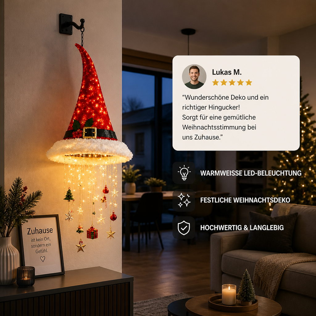 Weihnachtliche Weihnachtsmannmützen-Lichter mit LED-Lichterkette