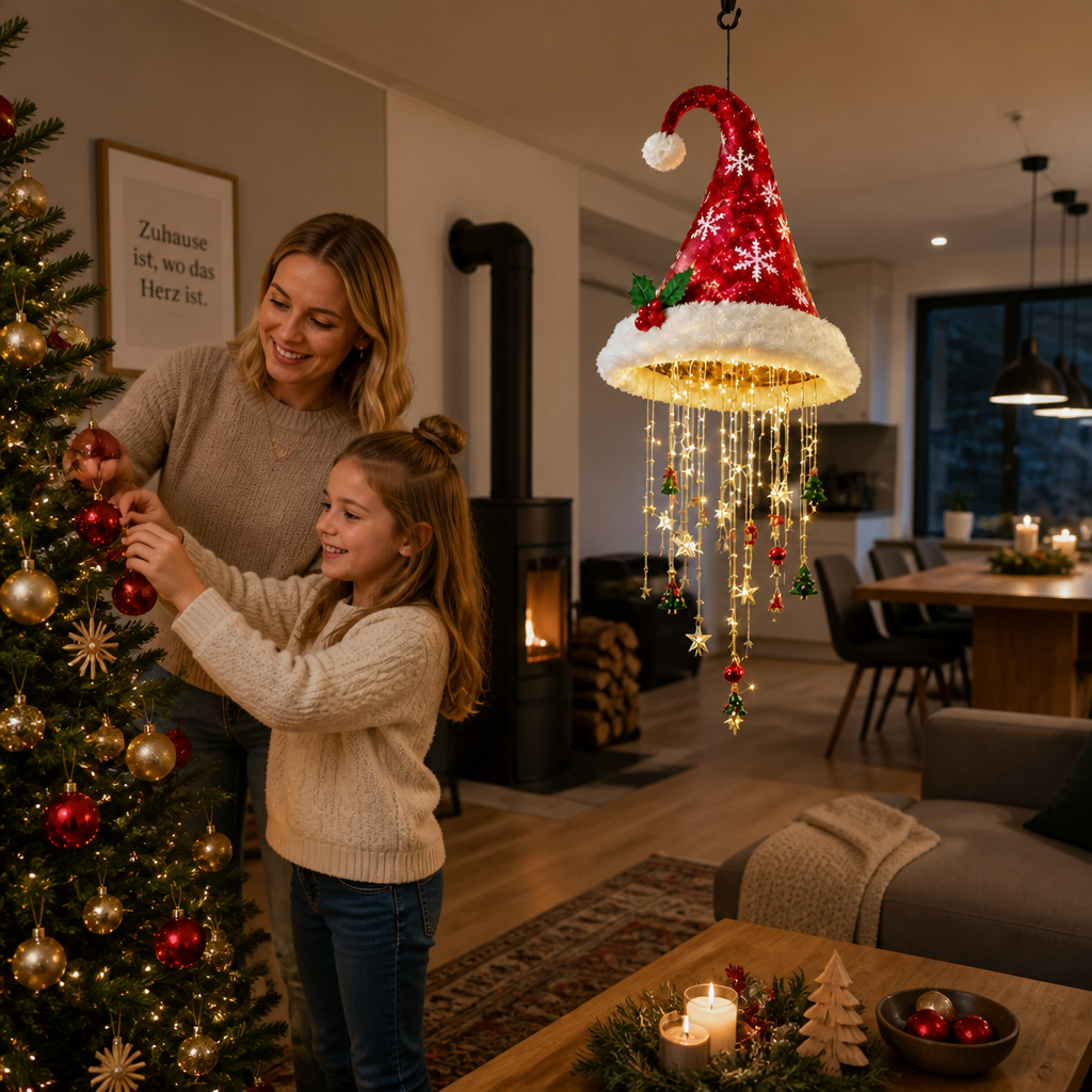 Weihnachtliche Weihnachtsmannmützen-Lichter mit LED-Lichterkette