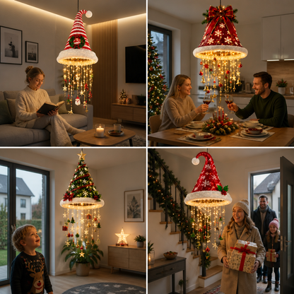 Weihnachtliche Weihnachtsmannmützen-Lichter mit LED-Lichterkette