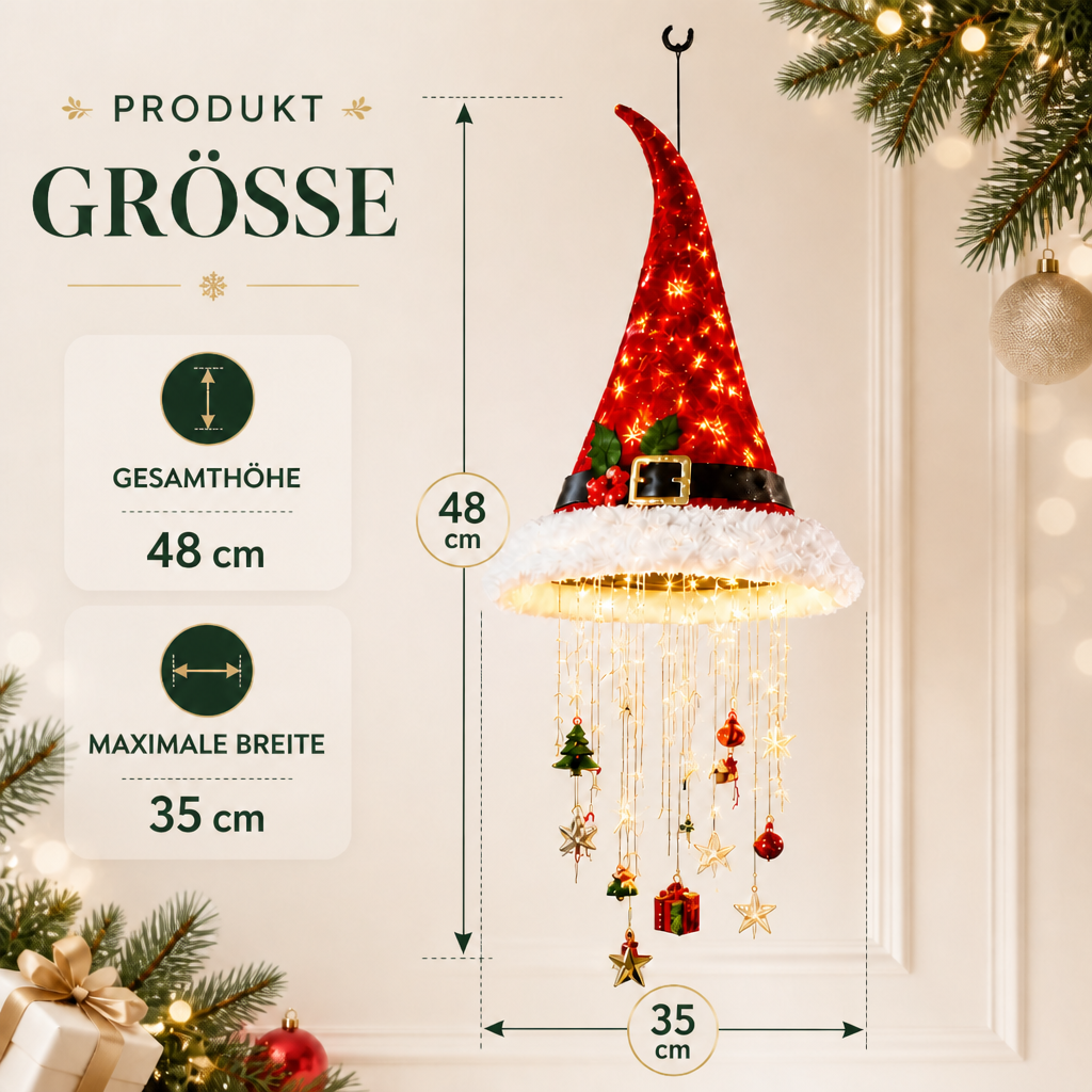 Weihnachtliche Weihnachtsmannmützen-Lichter mit LED-Lichterkette