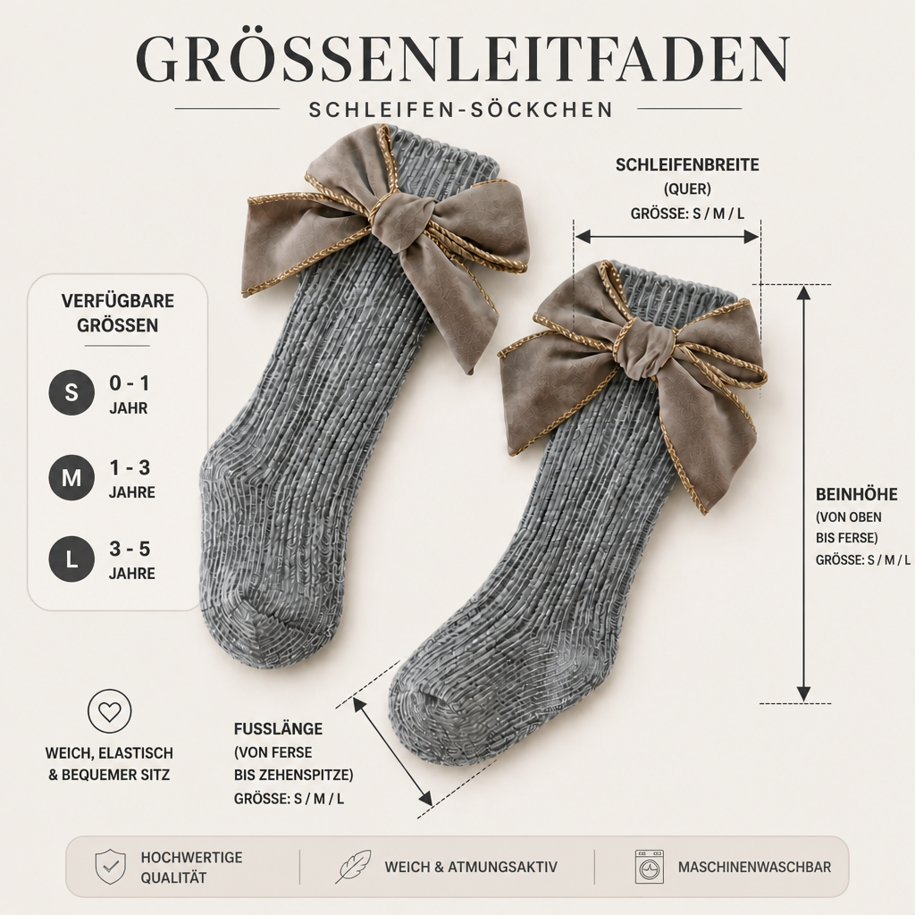 Weihnachtliche Kniestrümpfe für Baby-Mädchen mit Samtschleifen