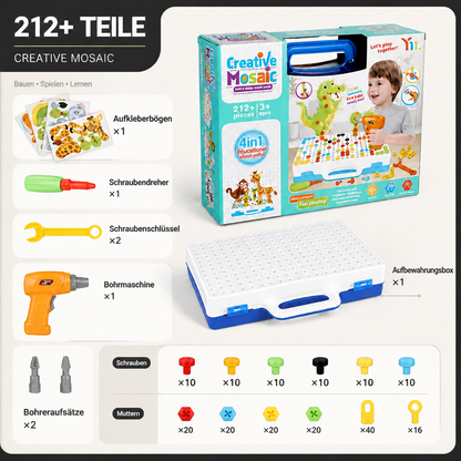 Safari-Tier-Bausteinset mit elektrischem Spielzeugbohrer für Kinder
