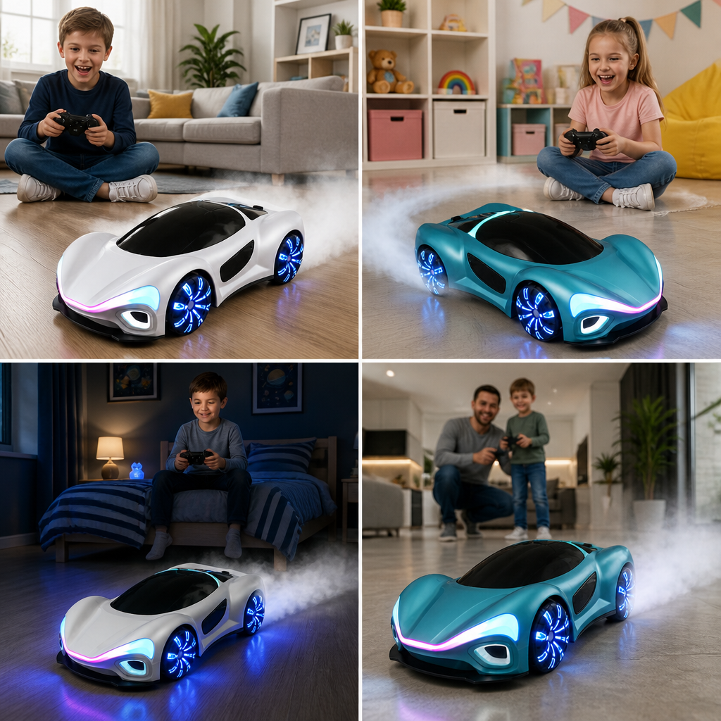 Leuchtendes RC-Driftauto mit Sprüheffekt & Ladestation