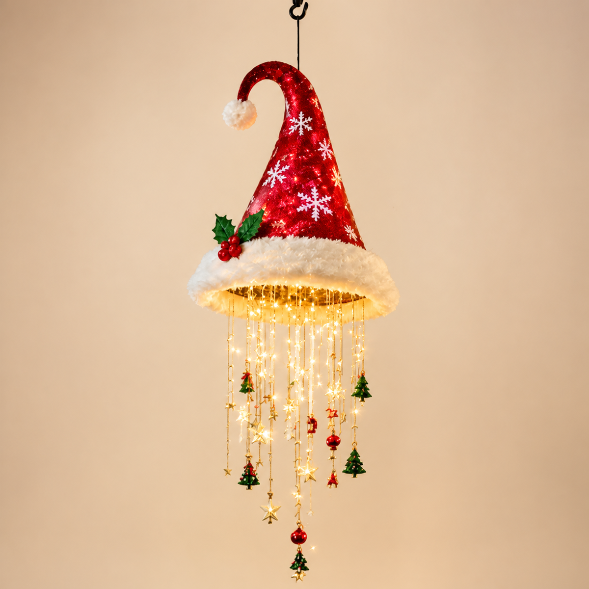 Weihnachtliche Weihnachtsmannmützen-Lichter mit LED-Lichterkette