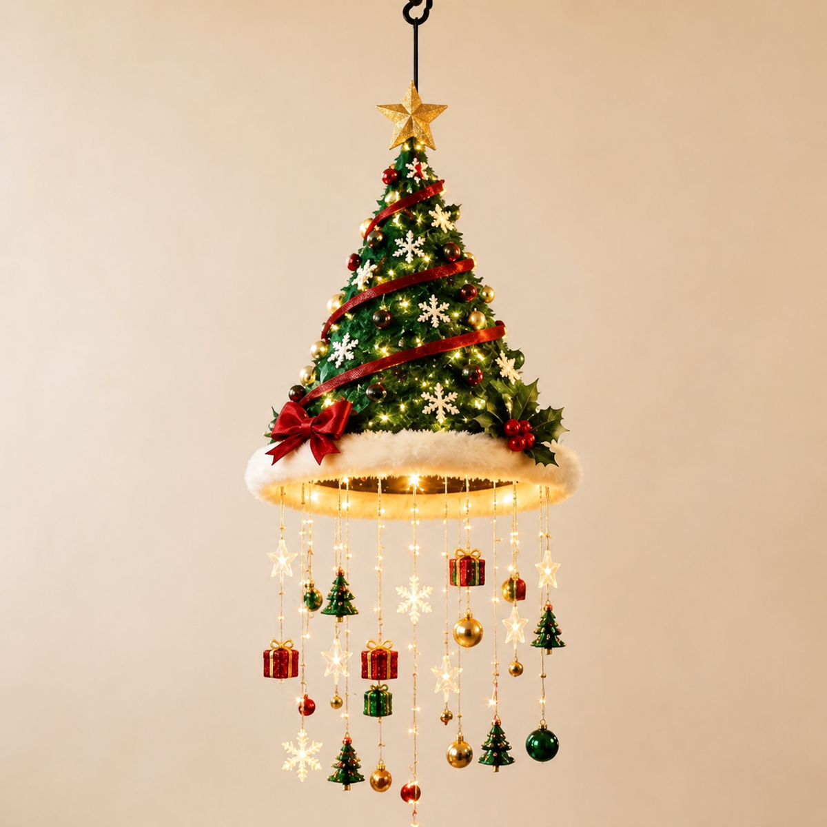 Weihnachtliche Weihnachtsmannmützen-Lichter mit LED-Lichterkette