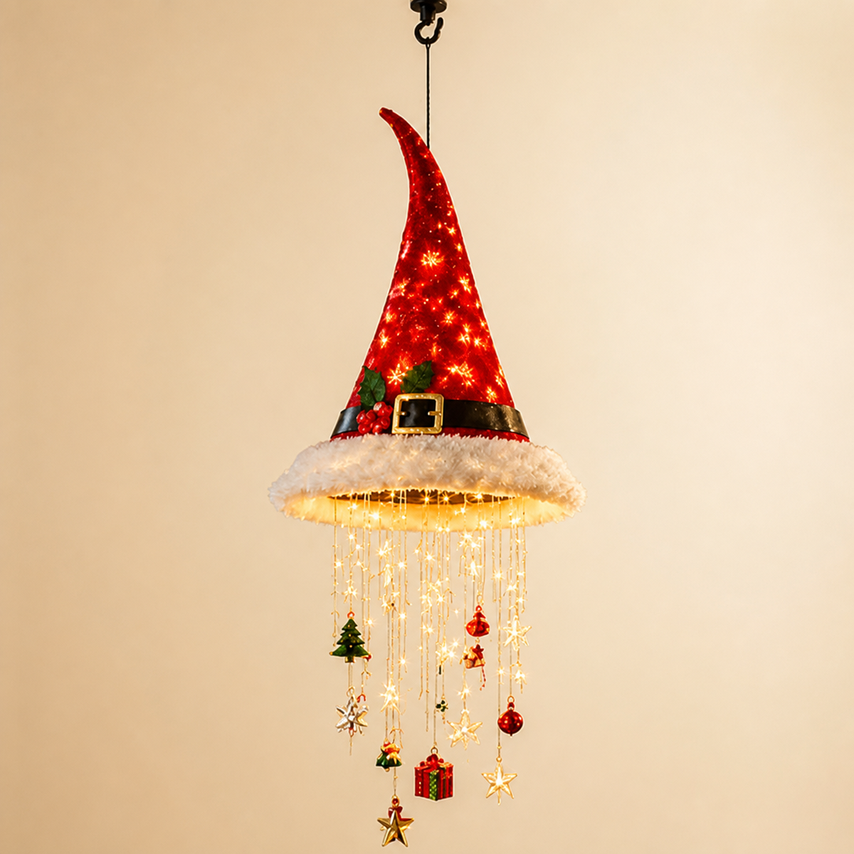 Weihnachtliche Weihnachtsmannmützen-Lichter mit LED-Lichterkette