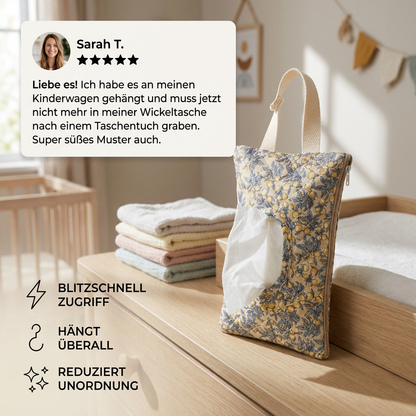 Hängender Taschentuchhalter für Kinderwagen, Babybett & Auto
