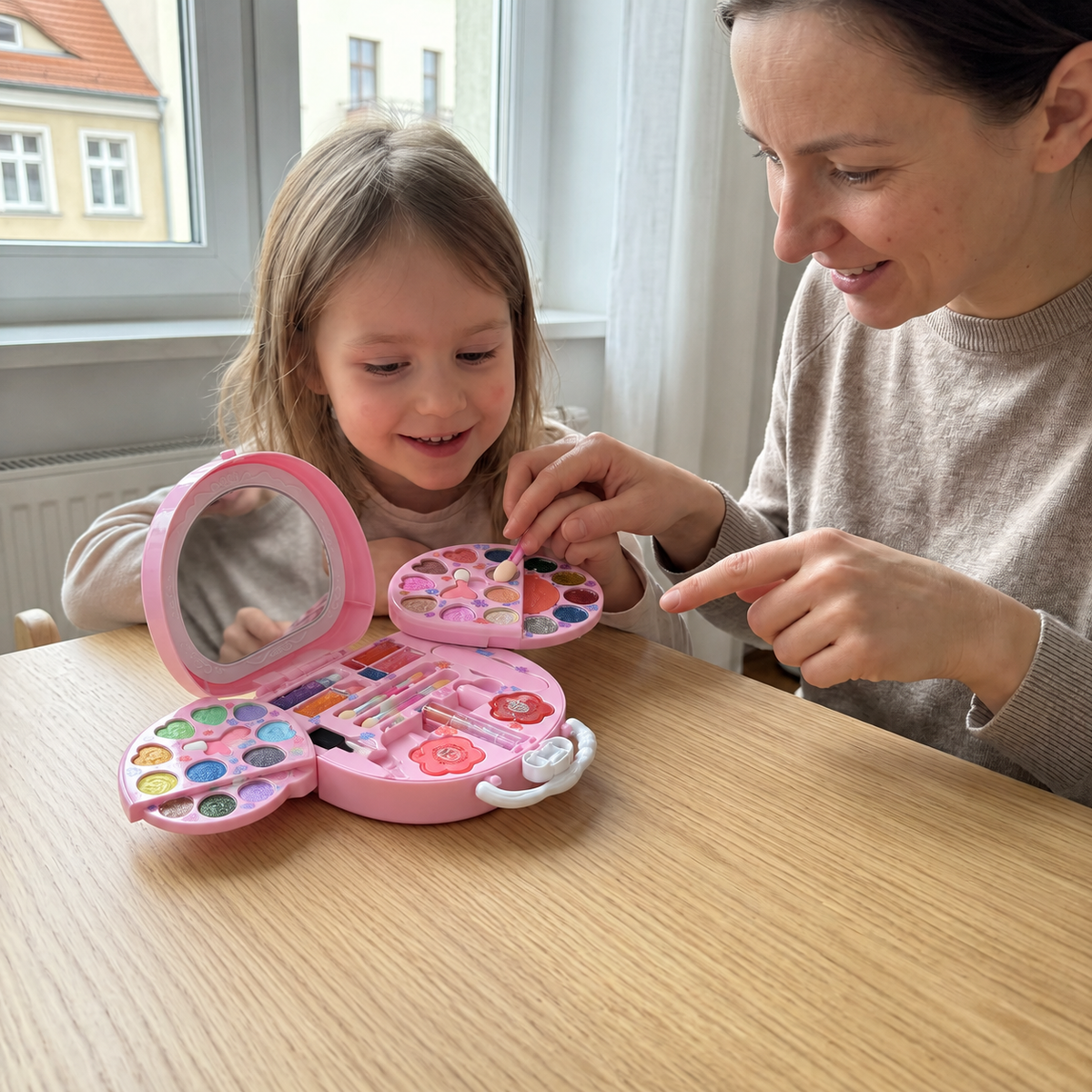 Abwaschbares Prinzessinnen-Make-up-Set für Kinder mit Nagellack & Aufbewahrungsbox