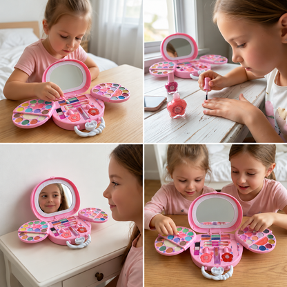 Abwaschbares Prinzessinnen-Make-up-Set für Kinder mit Nagellack & Aufbewahrungsbox