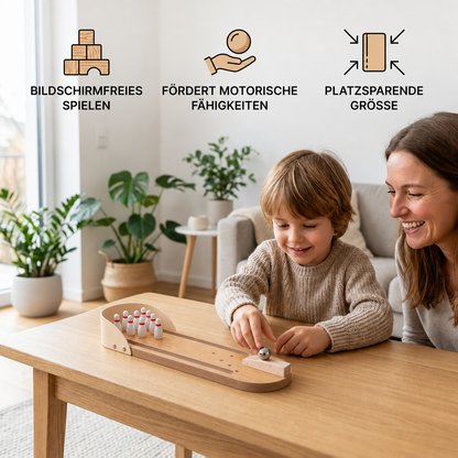 Mini-Bowlingspiel aus Holz – Tragbares Tisch-Bowlingset für Kinder