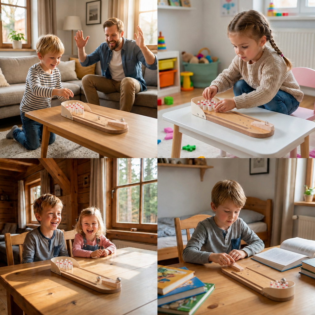 Mini-Bowlingspiel aus Holz – Tragbares Tisch-Bowlingset für Kinder