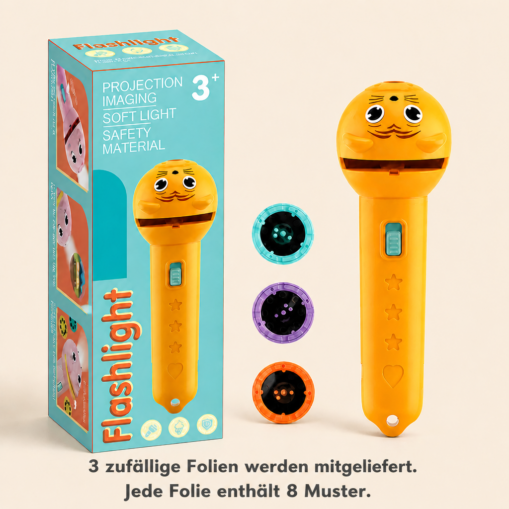 Kinder-Taschenlampe mit Gute-Nacht-Geschichten-Projektion