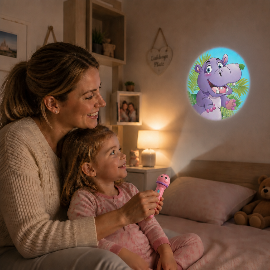 Kinder-Taschenlampe mit Gute-Nacht-Geschichten-Projektion