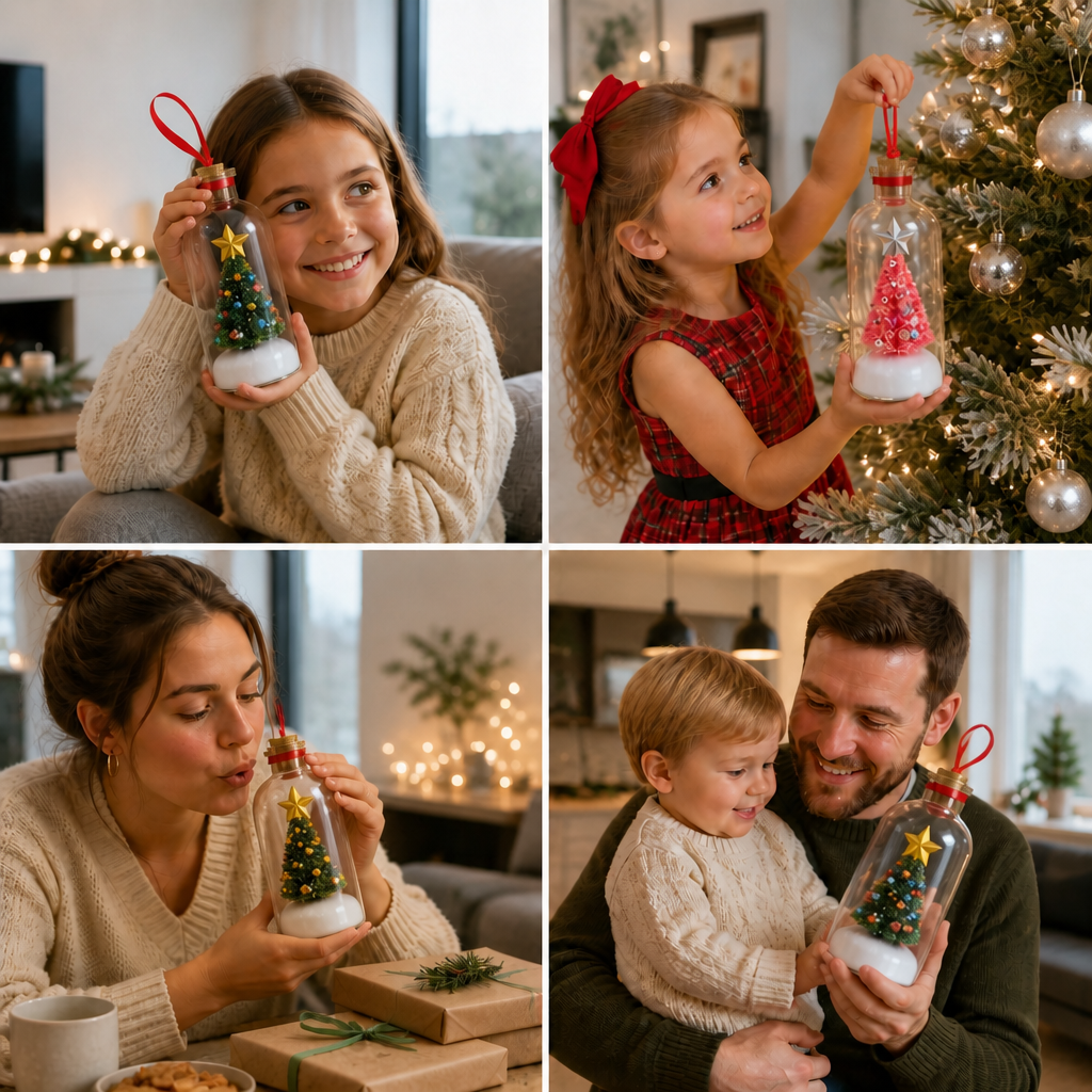 Aufnehmbare Weihnachtsbotschaft in der Flasche als Anhänger mit Sprachwiedergabe