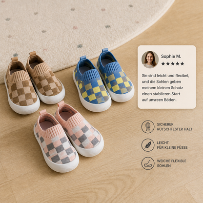 Leichte karierte Lauflernschuhe für Babys mit weichen rutschfesten Sohlen