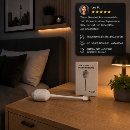 NightSky dimmbarer USB-Galaxieprojektor mit Sternen- & Auroraeffekten