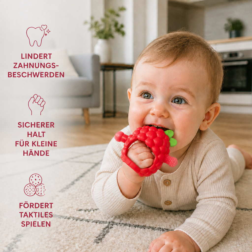 Griffiger Silikon-Beißring für Babys mit verschiedenen Texturen (ab 3 Monaten)