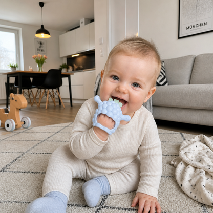 Griffiger Silikon-Beißring für Babys mit verschiedenen Texturen (ab 3 Monaten)