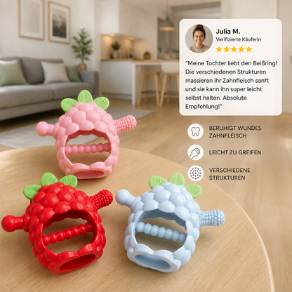 Griffiger Silikon-Beißring für Babys mit verschiedenen Texturen (ab 3 Monaten)