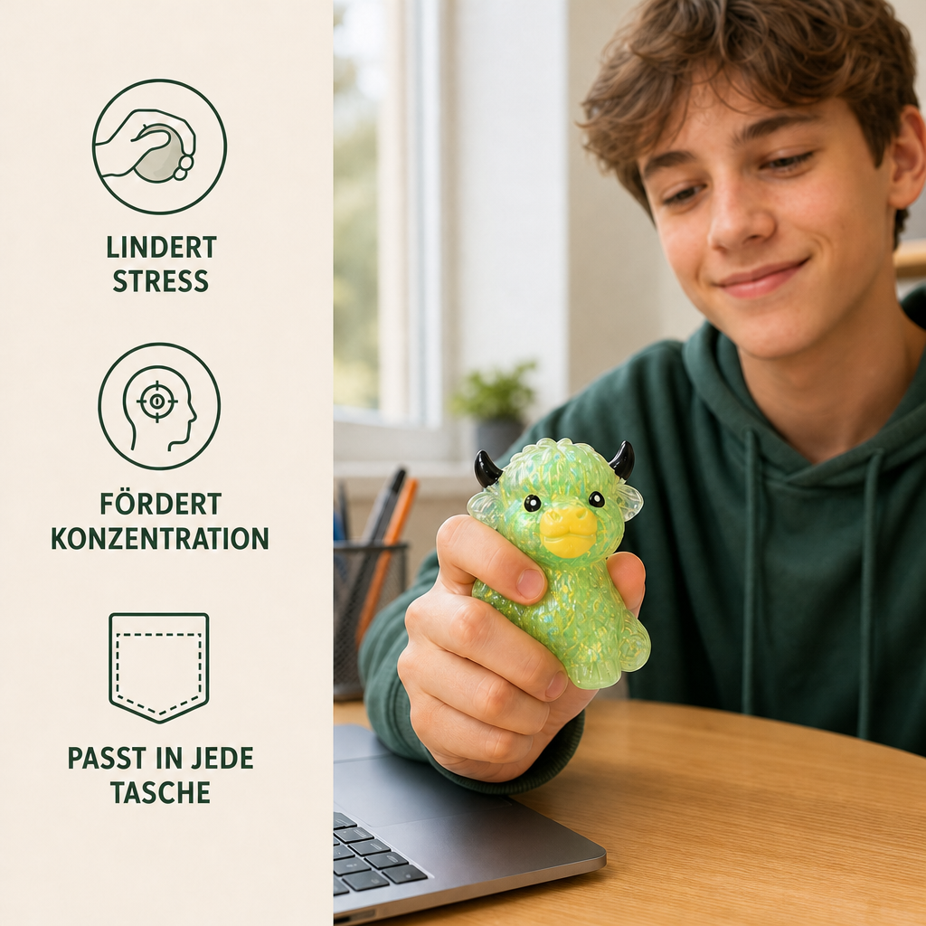 Mini-Highland-Rind-Squishy als Anti-Stress-Spielzeug