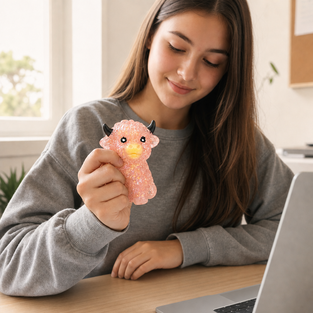 Mini-Highland-Rind-Squishy als Anti-Stress-Spielzeug