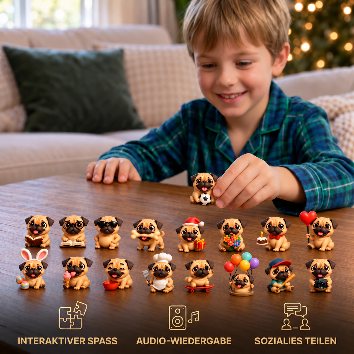 24-Tage Mops-Adventskalender mit Überraschungsfiguren