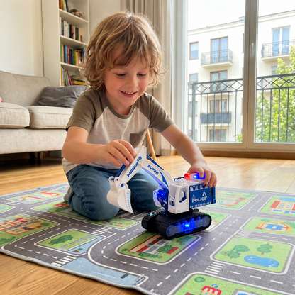 Transformierender Polizei-Roboter-Bagger mit Licht & Sound