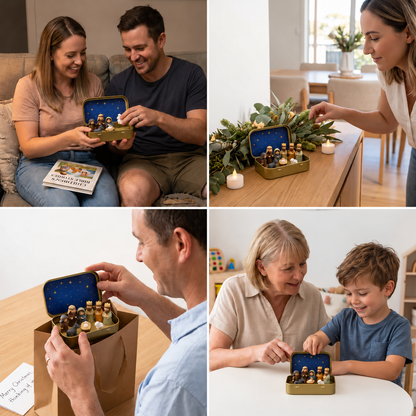 Mini-Weihnachtskrippe in einer Box – Handbemaltes Weihnachtsfiguren-Set