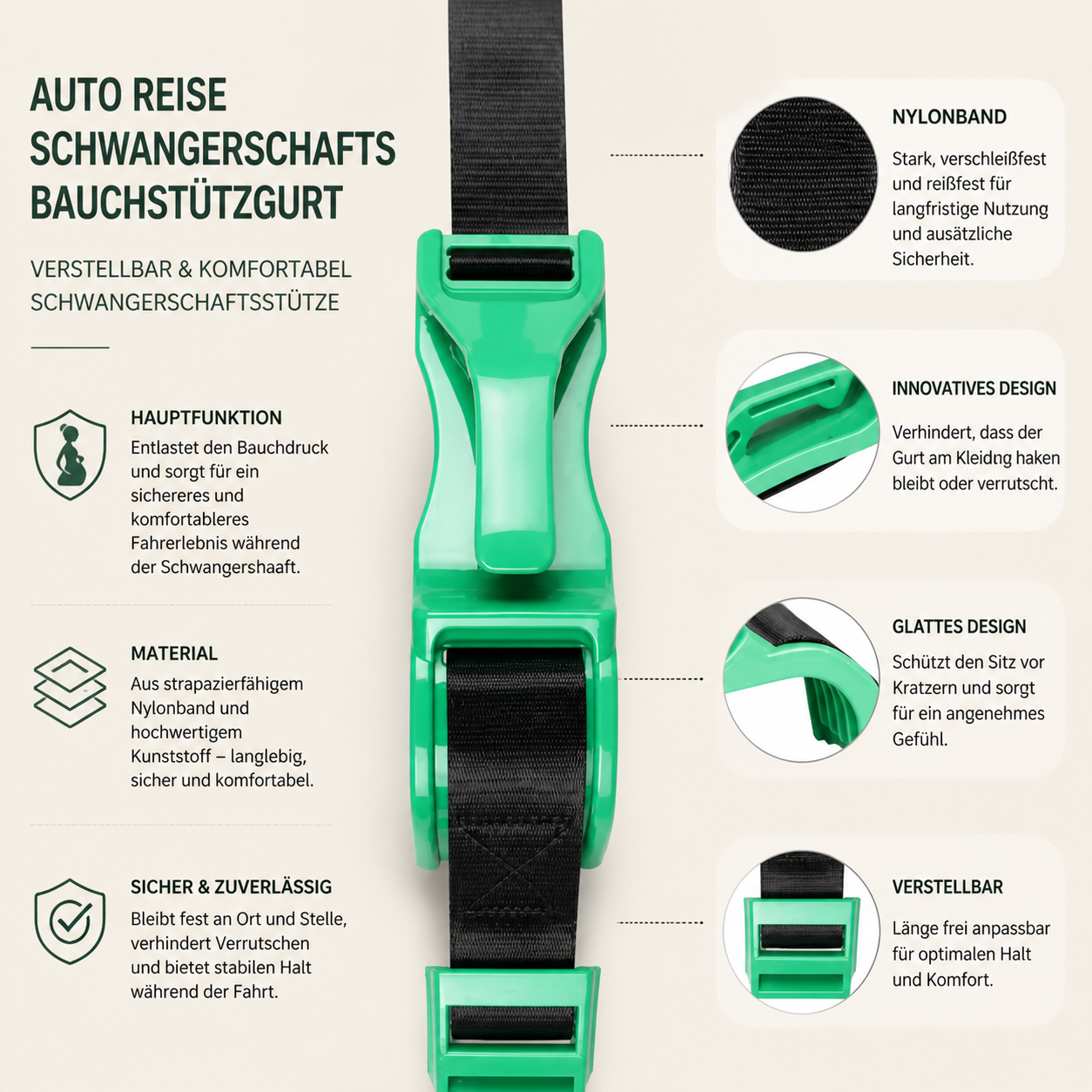 Bauchstützgurt für Schwangere im Auto – Verstellbare & bequeme Unterstützung für den Babybauch