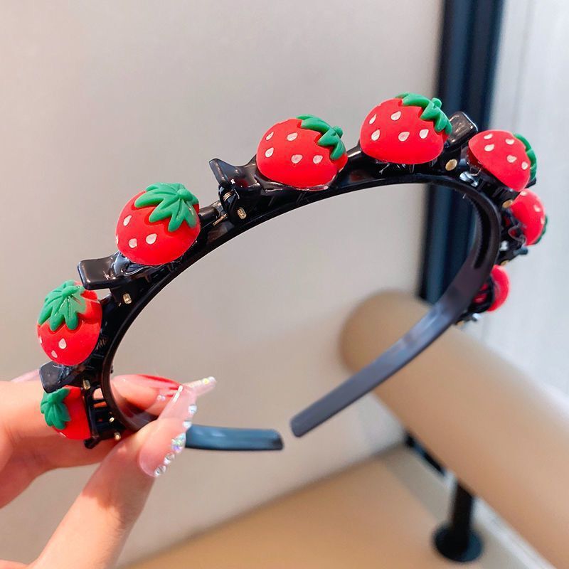 Niedliche Haarclips & Haarbänder für Mädchen mit Blumen-, Erdbeer- & Regenbogen-Anhängern
