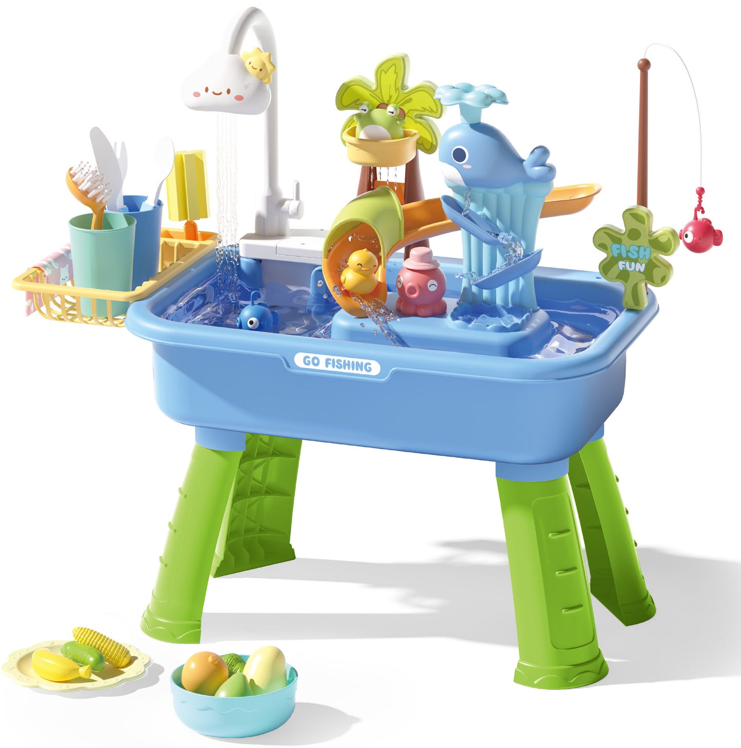 Sommer Wasser-Spieltisch mit automatischem Wasserfluss – Interaktives Spielset für Kinder