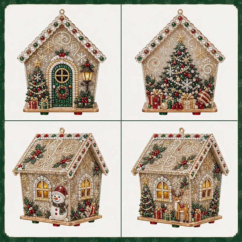 DIY-3D-Lebkuchenhaus-Puzzle aus Holz & Diamond-Art-Set