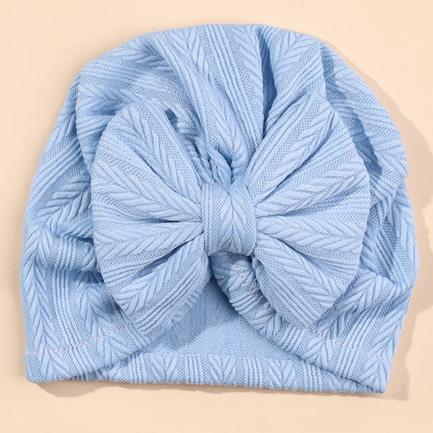 Geraffter Baby-Turban mit Schleife – Weiche Strickmütze für Neugeborene