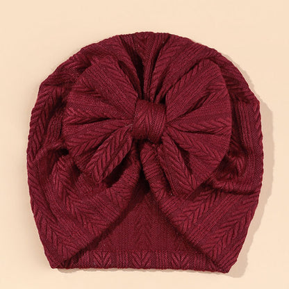 Geraffter Baby-Turban mit Schleife – Weiche Strickmütze für Neugeborene