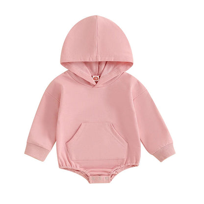 Baby-Strampler mit Kapuze – Weicher Langarm-Einteiler mit Fronttasche