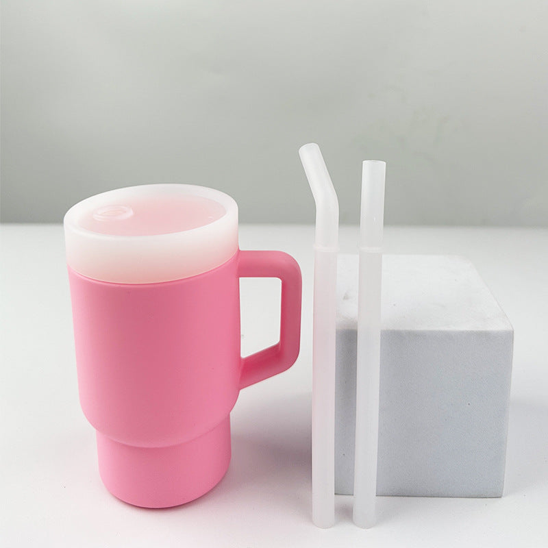 Auslaufsicherer Silikon-Trinkbecher mit Strohhalm für Kleinkinder