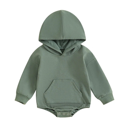 Baby-Strampler mit Kapuze – Weicher Langarm-Einteiler mit Fronttasche