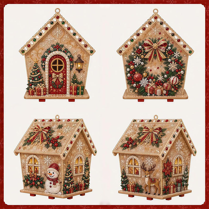 DIY-3D-Lebkuchenhaus-Puzzle aus Holz & Diamond-Art-Set